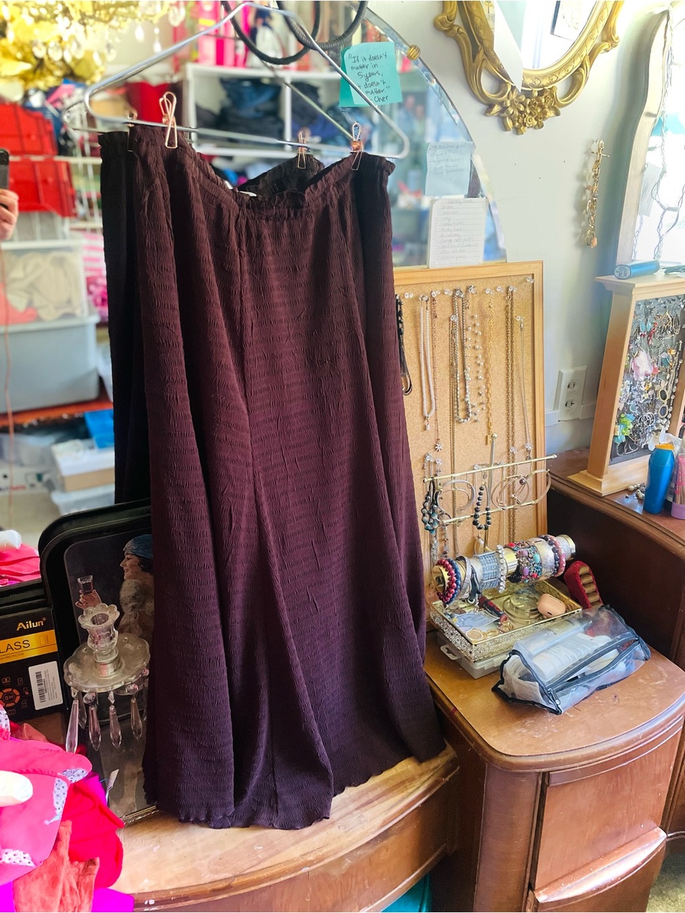 FLAIR | XL | Peasant Boho Layered Texture Flowy Chocolate Maxi Skirt